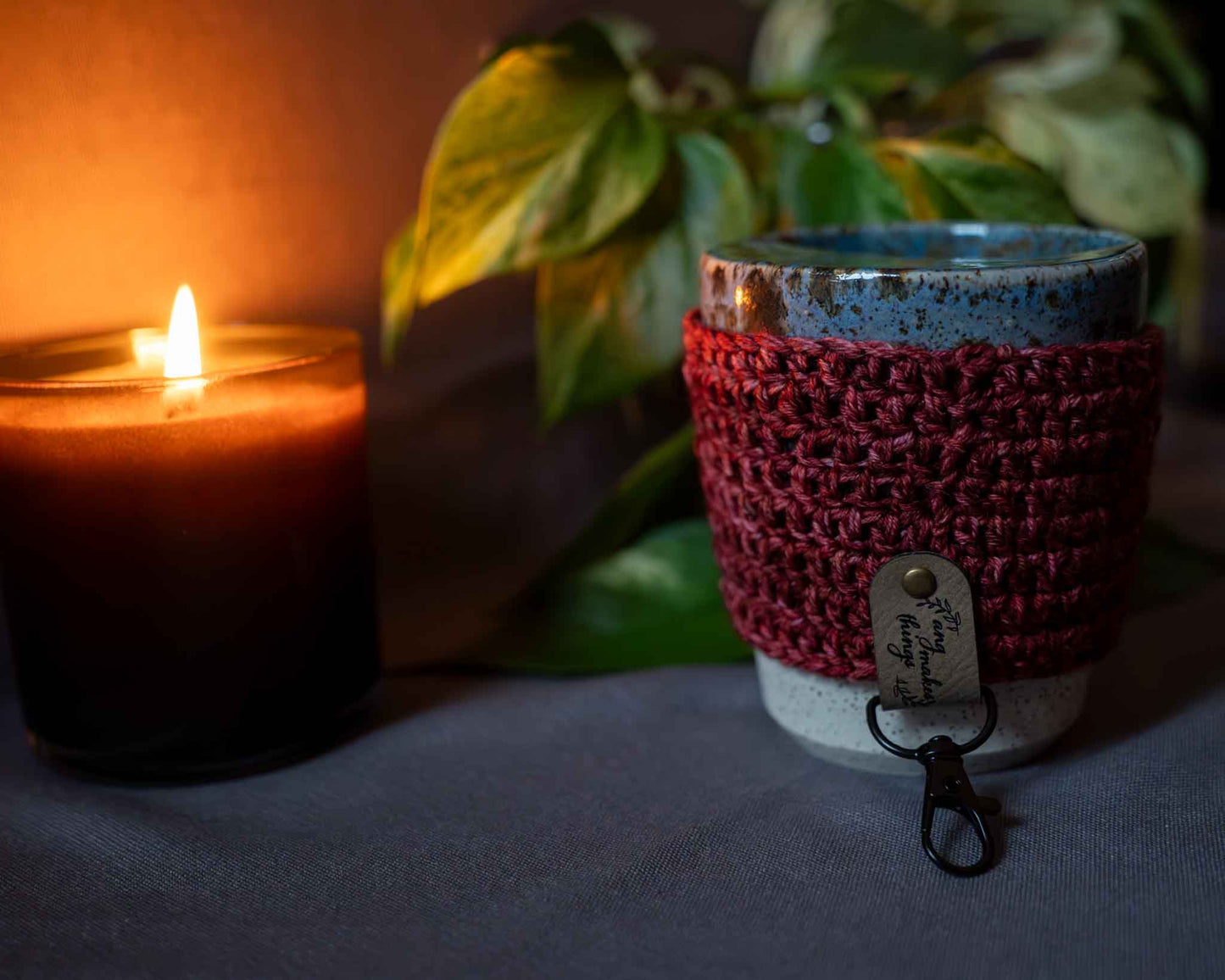 tumbler cozies with keychain clasp